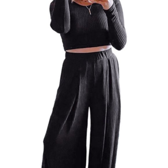 2-pc Loungewear Top/Wide Leg Pant - Picture 5 of 11